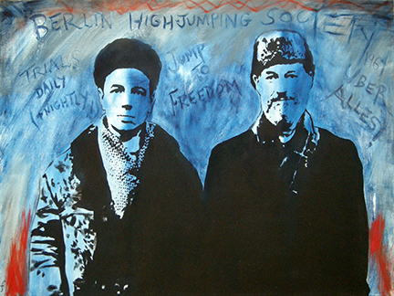 Photo of Lawrence Ferlinghetti's painting "Two Poets."