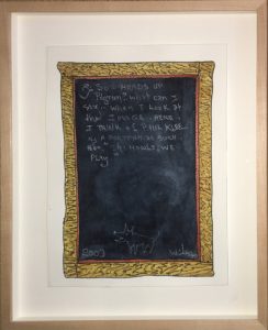 William Wiley's watercolor painting of a blackboard with chalk inscription about Paul Klee.
