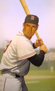 Photo of Arthur K. Miller's painting "Ted Williams at Fenway." Artwork depicts Williams at bat.
